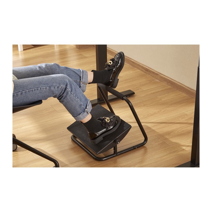 Podstawa ergonomiczna pod nogi, możliwość wyprostowania nóg, czarny, stal, 25 kg nośność, Powerton, regulowana 