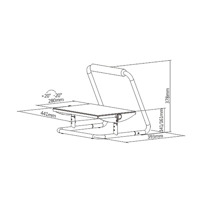 Podstawa ergonomiczna pod nogi, możliwość wyprostowania nóg, czarny, stal, 25 kg nośność, Powerton, regulowana 
