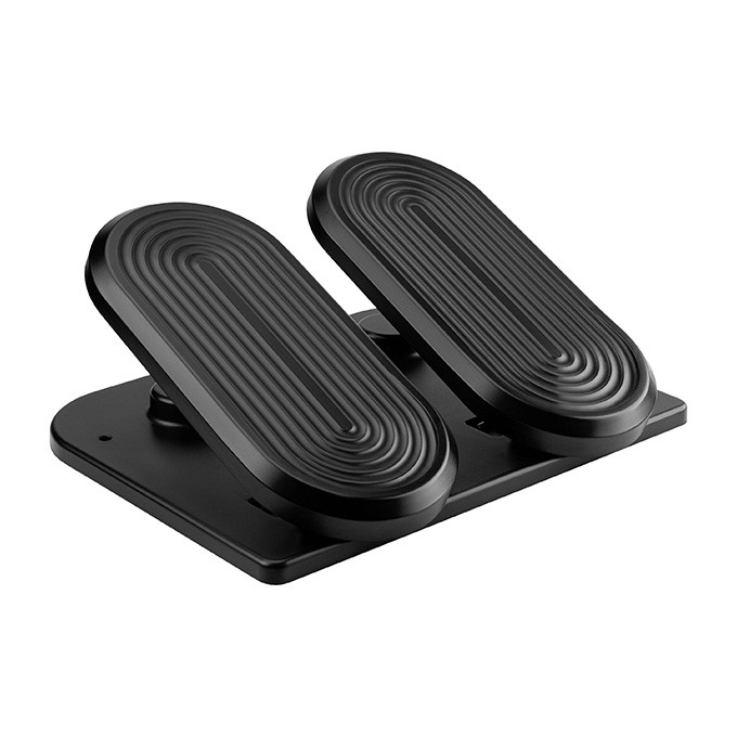 Podstawa ergonomiczna pod nogi, fitness stepper, czarny, stal, 20 kg nośność, Powerton, strukturalna powierzchnia