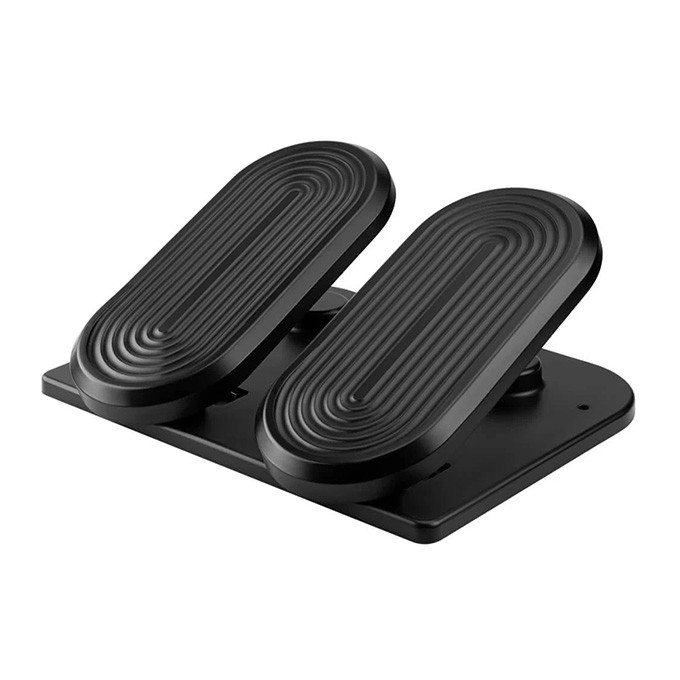 Podstawa ergonomiczna pod nogi, fitness stepper, czarny, stal, 20 kg nośność, Powerton, strukturalna powierzchnia