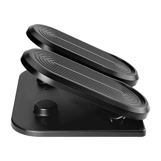Podstawa ergonomiczna pod nogi, fitness stepper, czarny, stal, 20 kg nośność, Powerton, strukturalna powierzchnia