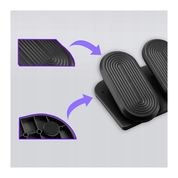 Podstawa ergonomiczna pod nogi, fitness stepper, czarny, stal, 20 kg nośność, Powerton, strukturalna powierzchnia
