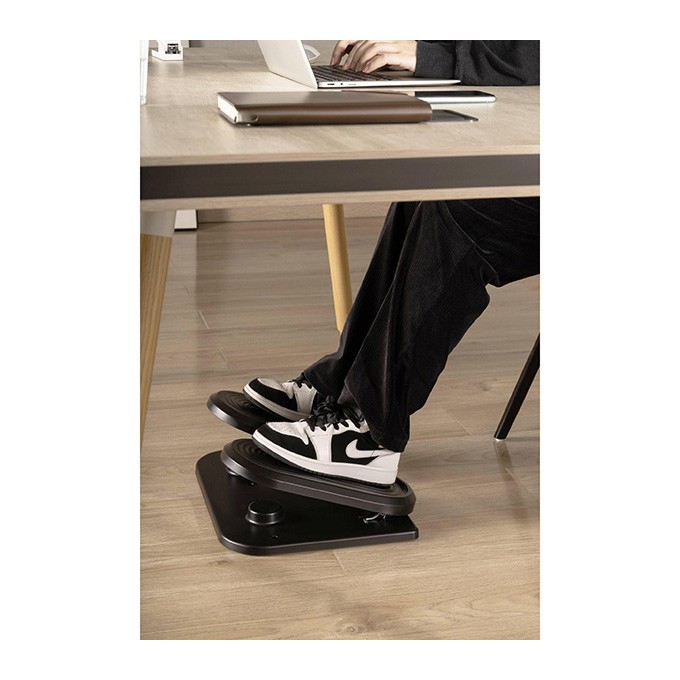 Podstawa ergonomiczna pod nogi, fitness stepper, czarny, stal, 20 kg nośność, Powerton, strukturalna powierzchnia