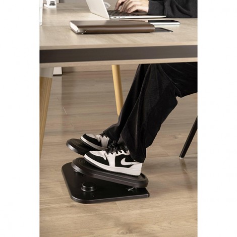 Podstawa ergonomiczna pod nogi, fitness stepper, czarny, stal, 20 kg nośność, Powerton, strukturalna powierzchnia