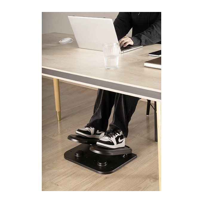Podstawa ergonomiczna pod nogi, fitness stepper, czarny, stal, 20 kg nośność, Powerton, strukturalna powierzchnia