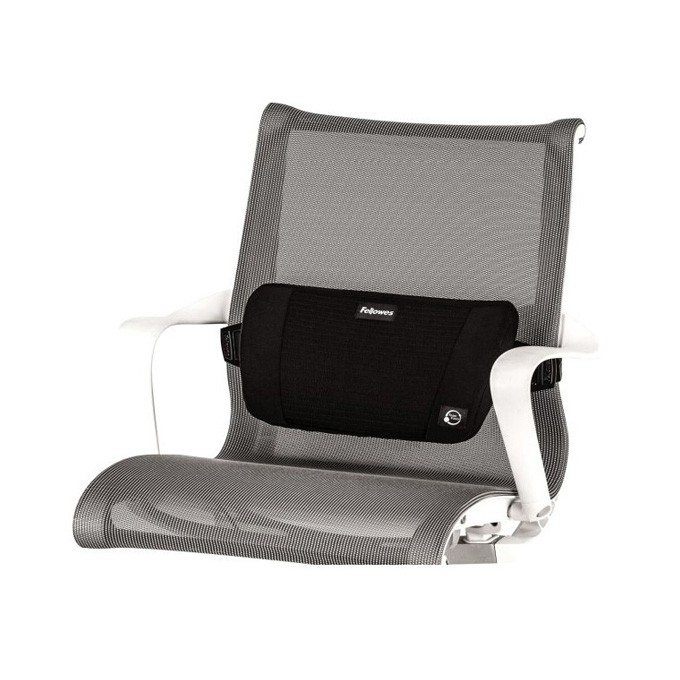 Podpórka pod plecy PlushTouch, regulowany pasek, czarna, Pianka z pamięcią kształtu i kulki żelowe, Fellowes