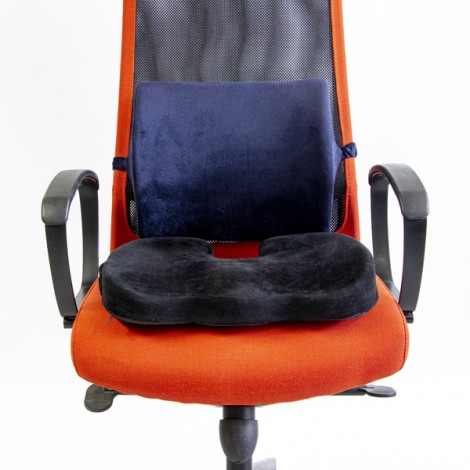 Ortopedyczna poduszka, na fotel biurowy, ergonomiczna, czarny, pianka z efektem pamięci, Powerton