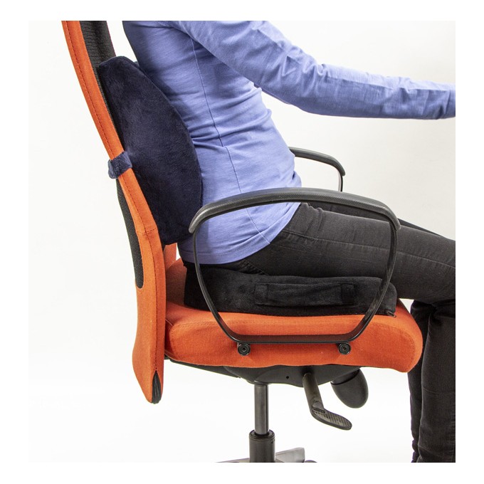 Ortopedyczna poduszka, na fotel biurowy, ergonomiczna, czarny, pianka z efektem pamięci, Powerton