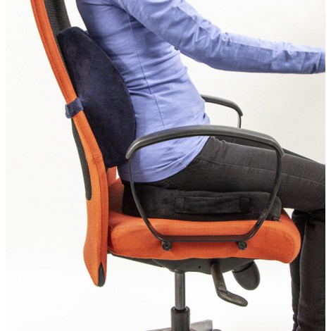 Ortopedyczna poduszka, na fotel biurowy, ergonomiczna, czarny, pianka z efektem pamięci, Powerton