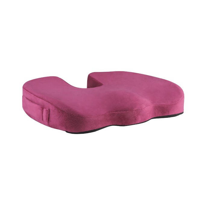 Ortopedyczna poduszka, na fotel biurowy, ergonomiczna, red satin (czerwone wino), pianka z efektem pamięci, Powerton