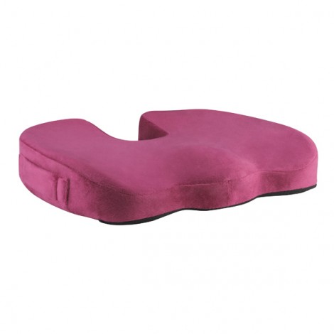 Ortopedyczna poduszka, na fotel biurowy, ergonomiczna, red satin (czerwone wino), pianka z efektem pamięci, Powerton