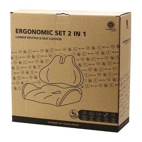 Zestaw poduszka lędźwiowa i poduszka siedziska, ergonomiczna, antracytowy, pianka z efektem pamięci, Powerton