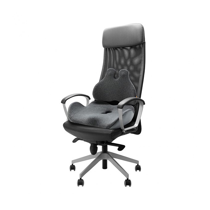 Zestaw poduszka lędźwiowa i poduszka siedziska, ergonomiczna, antracytowy, pianka z efektem pamięci, Powerton