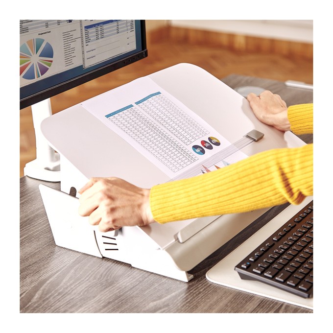 Baza na dokumenty Fellowes HANA stołowy, regulowany kąt nachylenia, biały, A3, metal, Fellowes