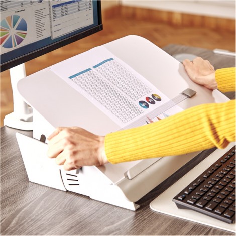 Baza na dokumenty Fellowes HANA stołowy, regulowany kąt nachylenia, biały, A3, metal, Fellowes