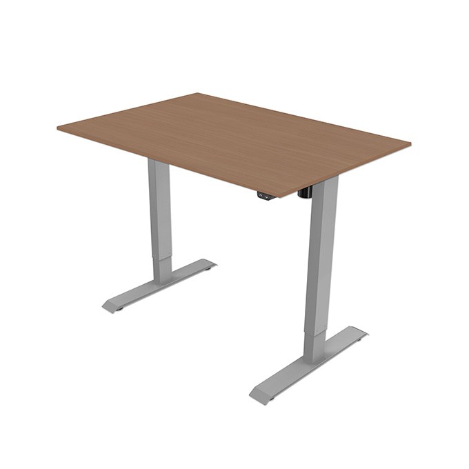 Biurko, elektycznie regulowany, 75x120cm, regulacja rozstawu 500mm, szary, 70 kg nośność, ergo