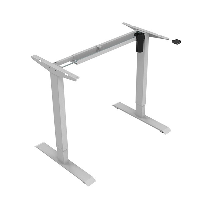 Biurko, elektycznie regulowany, 75x120cm, regulacja rozstawu 500mm, szary, 70 kg nośność, ergo