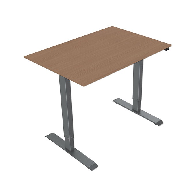 Biurko, elektycznie regulowany, 75x140cm, regulacja rozstawu 500mm, szary, 70 kg nośność, ergo
