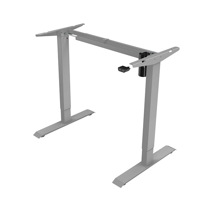 Biurko, elektycznie regulowany, 75x140cm, regulacja rozstawu 500mm, szary, 70 kg nośność, ergo