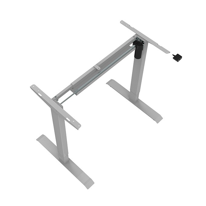 Biurko, elektycznie regulowany, 75x140cm, regulacja rozstawu 500mm, szary, 70 kg nośność, ergo