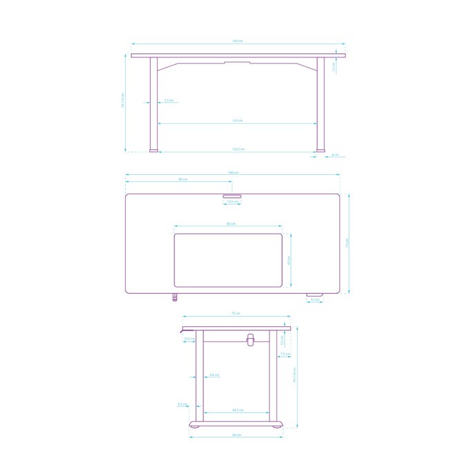 Biurko, elektycznie regulowany, 160x75 cm, 74-116 cm, UPLIFT, z podkładką pod mysz XXL, ULTRADESK