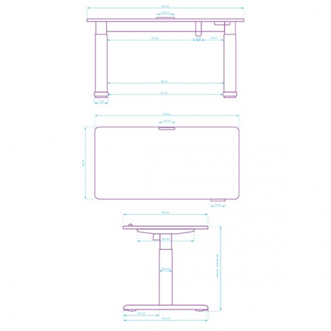 Biurko dla dzieci, elektycznie regulowany, 120X60 cm, 55-81 cm, PULSAR, czarny, ULTRADESK
