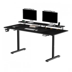 Biurko, elektycznie regulowany, 160X70 cm, 72-117 cm, HIGHLANDER XXL BLACK, czarny, ULTRADESK