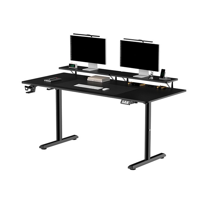 Biurko, elektycznie regulowany, 160X70 cm, 72-117 cm, HIGHLANDER XXL BLACK, czarny, ULTRADESK