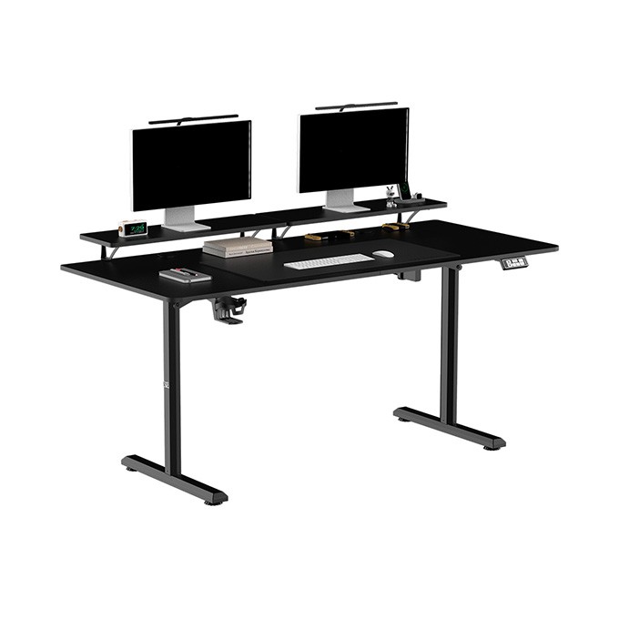 Biurko, elektycznie regulowany, 160X70 cm, 72-117 cm, HIGHLANDER XXL BLACK, czarny, ULTRADESK