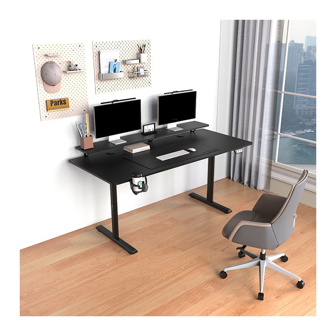 Biurko, elektycznie regulowany, 160X70 cm, 72-117 cm, HIGHLANDER XXL BLACK, czarny, ULTRADESK