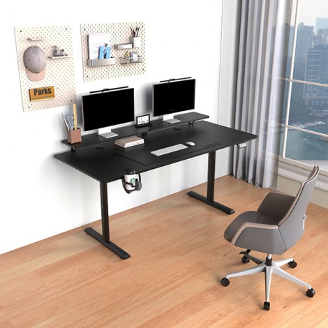 Biurko, elektycznie regulowany, 160X70 cm, 72-117 cm, HIGHLANDER XXL BLACK, czarny, ULTRADESK