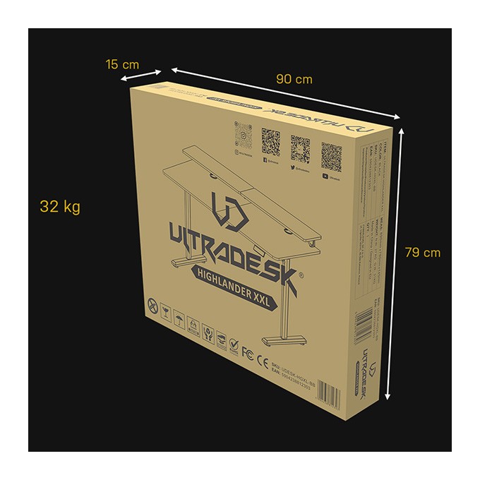 Biurko, elektycznie regulowany, 160X70 cm, 72-117 cm, HIGHLANDER XXL BROWN, brązowy, ULTRADESK