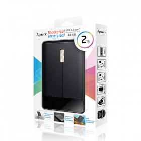 Apacer zewnętrzny dysk twardy, AC731, 2.5", USB 3.0 (3.2 Gen 1), 2TB, AP2TBAC731B-1, czarny, wstrząsoodporny, odporny 