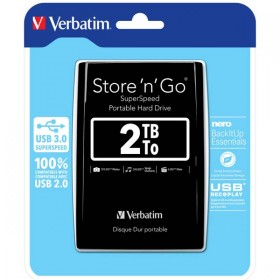 Verbatim zewnętrzny dysk twardy, Store N Go, 2.5", USB 3.0 (3.2 Gen 1), 2TB, 53177, czarny