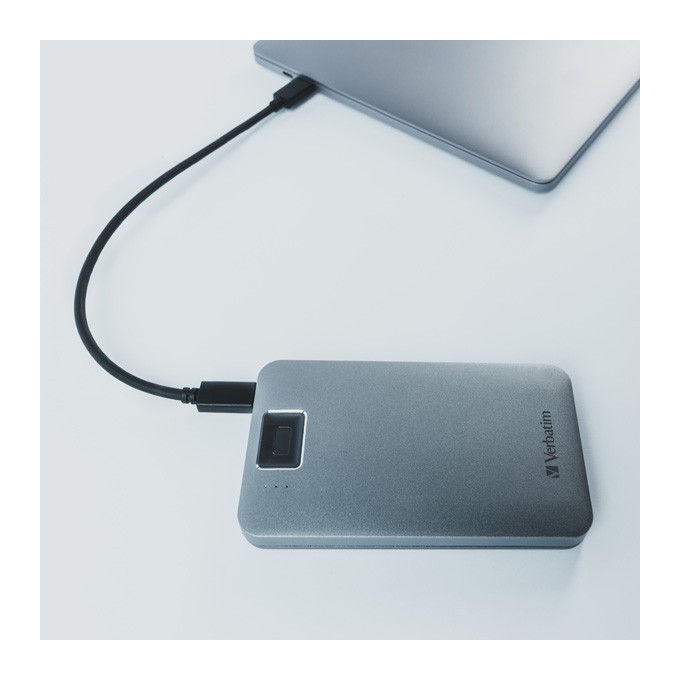 Verbatim zewnętrzny dysk twardy, Executive Fingerprint Secure HDD, 2.5", USB 3.0 (3.2 Gen 1), 2TB, 53653, szary, 