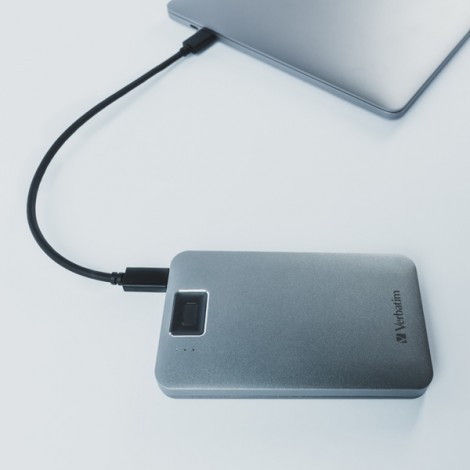 Verbatim zewnętrzny dysk twardy, Executive Fingerprint Secure HDD, 2.5", USB 3.0 (3.2 Gen 1), 2TB, 53653, szary, 