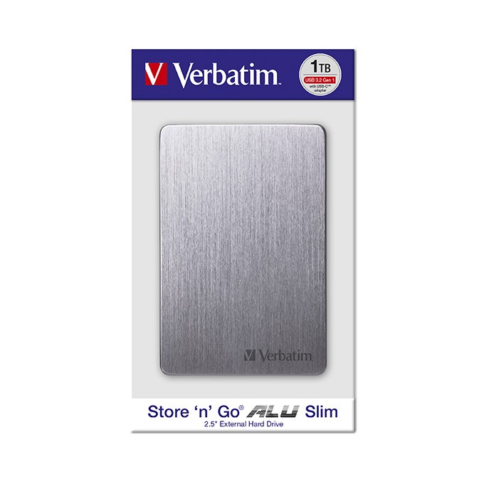 Verbatim zewnętrzny dysk twardy, Store,n,Go ALU Slim, 2.5", USB 3.0, 1TB, 53662, szary, szczotkowane aluminium