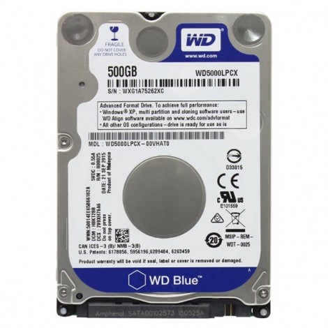 Western Digital wewnętrzny dysk twardy, WD Blue, 2.5", SATA III, 0,5TB, 500GB, WD5000LPCX Western Digital wewnętrzny dysk twardy, WD Blue, 2.5", SATA III, 0,5TB, 500GB, WD5000LPCX