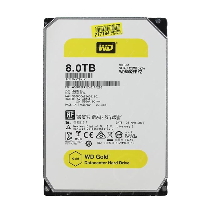 Western Digital wewnętrzny dysk twardy, WD Gold Raid, 3.5", SATA III, 8TB, 8000GB, WD8002FRYZ