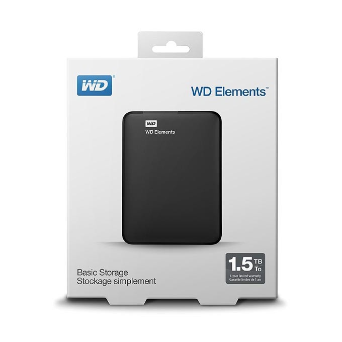 Western Digital zewnętrzny dysk twardy, Elements Portable, 2.5", USB 3.0, 1,5TB, 1500GB, WDBU6Y0015BBK, czarny
