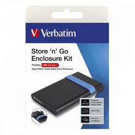 Zestaw obudowa dysku 2,5,, HDD/SSD, Verbatim, 2.5", Store,N,Go, USB 3.0 (3.2 Gen 1), 53106, czarna