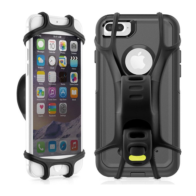 Uchwyt telefonu komórkowego Bone Bike Tie X, na rower, regulowany rozmiar, czarny, 4-6", silikon, mocowany do 