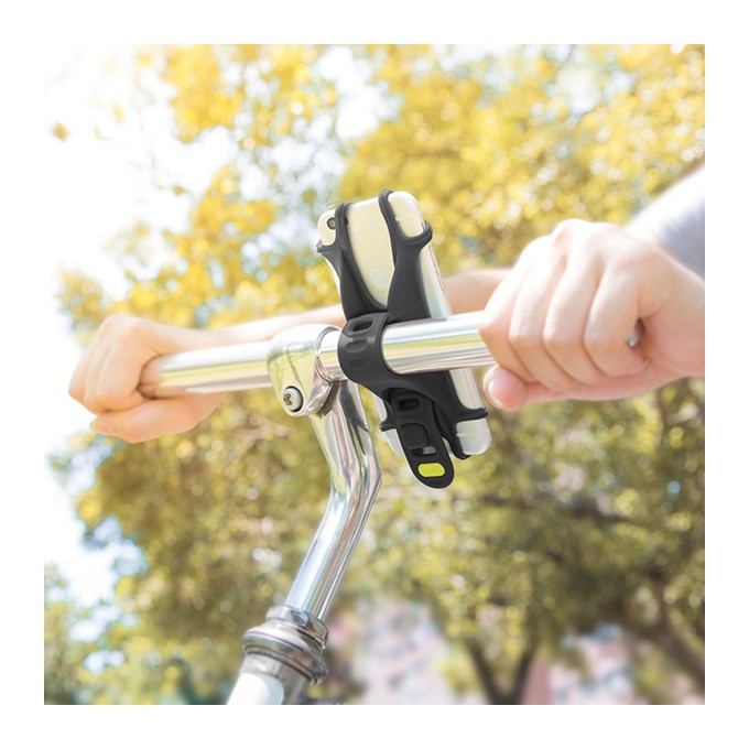 Uchwyt telefonu komórkowego Bone Bike Tie X, na rower, regulowany rozmiar, czarny, 4-6", silikon, mocowany do 
