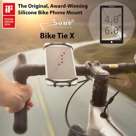 Uchwyt telefonu komórkowego Bone Bike Tie X, na rower, regulowany rozmiar, czarny, 4-6", silikon, mocowany do 