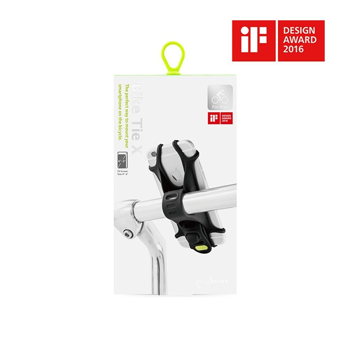 Uchwyt telefonu komórkowego Bone Bike Tie X, na rower, regulowany rozmiar, czarny, 4-6", silikon, mocowany do 