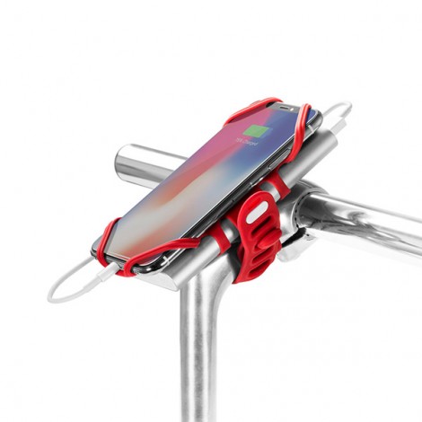 Uchwyt rowerowy na telefon i powerbank Bone Bike Tie 3 Pro Pack, na rower, regulowany rozmiar, czerwony, 4-6.5", 