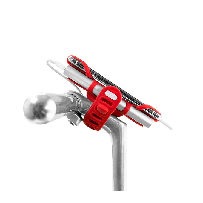Uchwyt rowerowy na telefon i powerbank Bone Bike Tie 3 Pro Pack, na rower, regulowany rozmiar, czerwony, 4-6.5", 