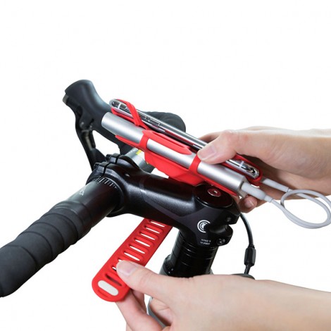 Uchwyt rowerowy na telefon i powerbank Bone Bike Tie 3 Pro Pack, na rower, regulowany rozmiar, czerwony, 4-6.5", 