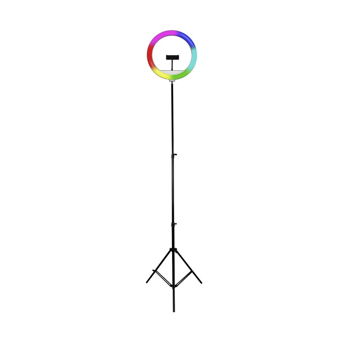 Powerton lampa pierścieniowa 13", RGB LED, duże, regulacja barwy i intensywności światła, uchwyt telefonu i statyw