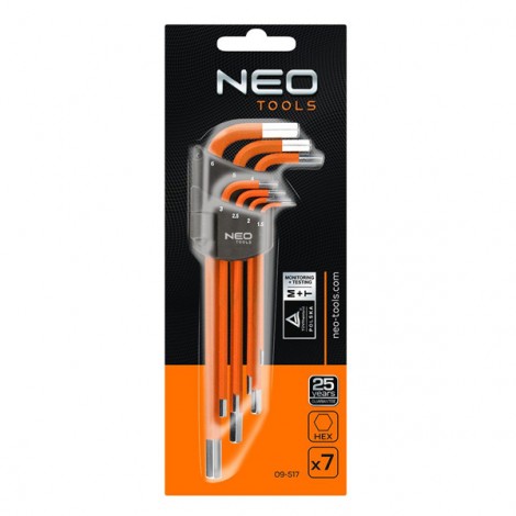 Zestaw kluczy imbusowych 09-517, 1,5-6 mm, zestaw 7 szt, NEO TOOLS